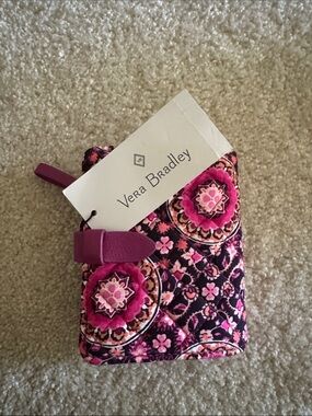 Vera Bradley Raspberry Medallion Floral Quilted RFID Small Wallet
